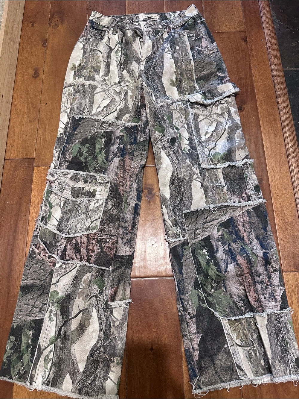 Machine Women's Flare Cargo Jeans in Camouflage Print